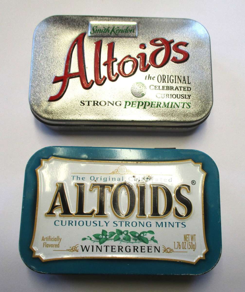 Two Altoids Tins - Strong Peppermints UK / Wintergreen USA