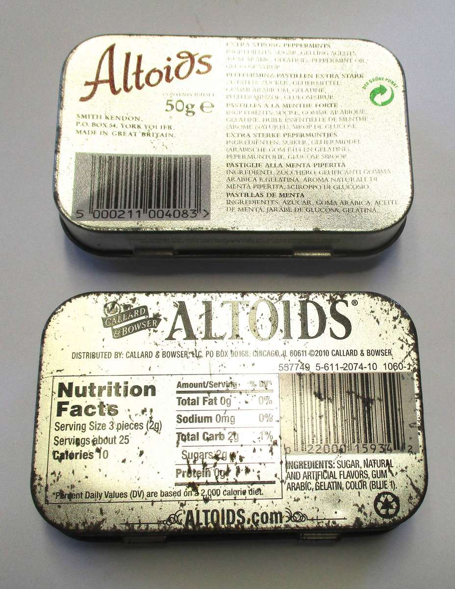 Two Altoids Tins - Strong Peppermints UK / Wintergreen USA