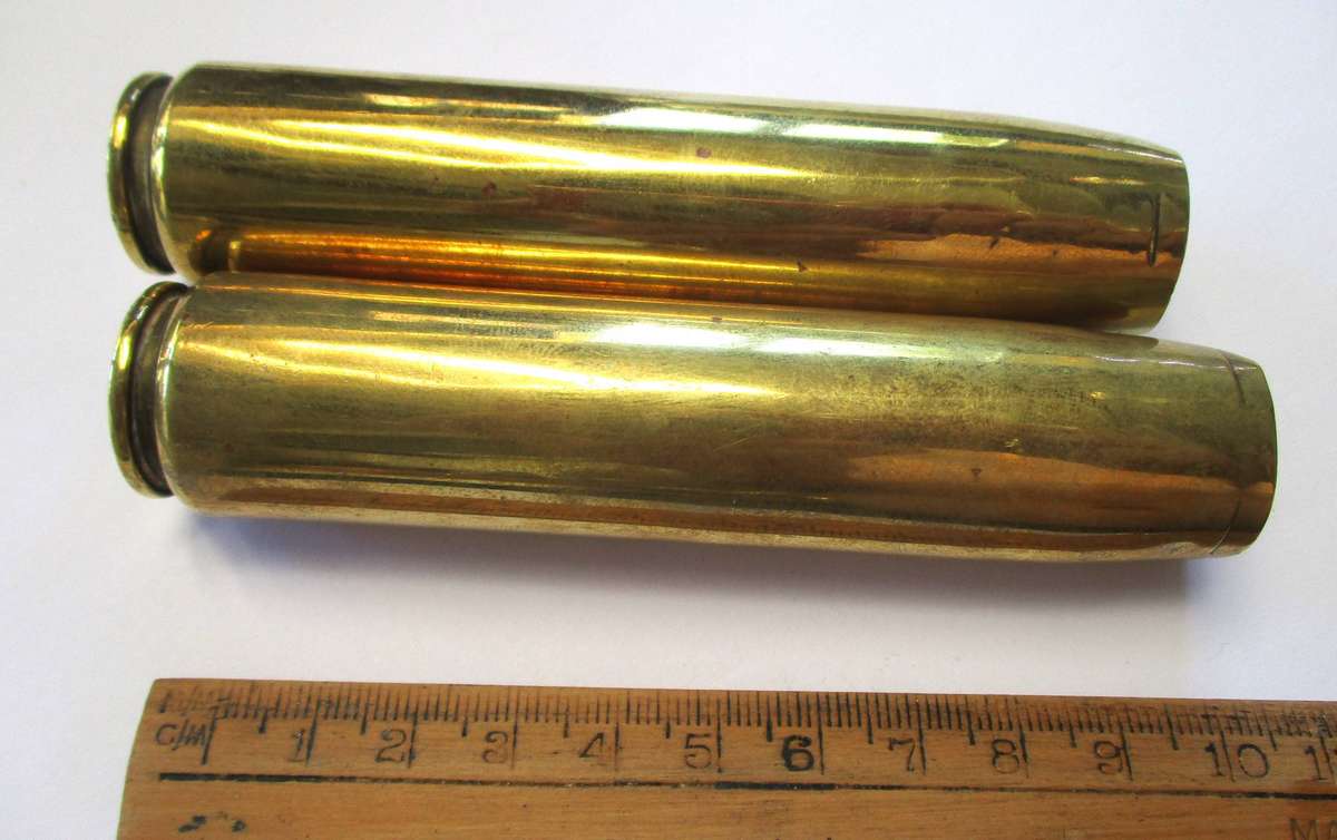 Two WW2 MkII 20mm Brass Shells - 1942 -USA made (FJN  WB)