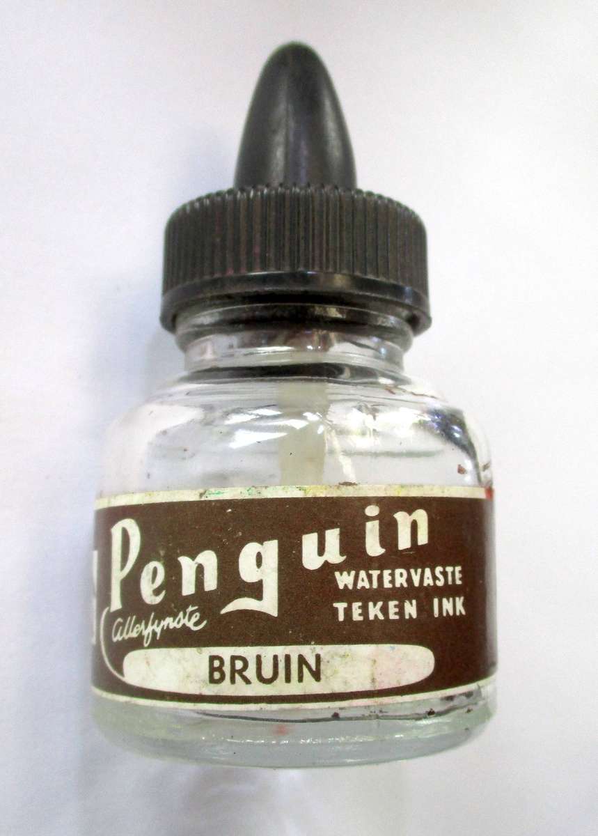 Vintage Penguin Drawing Ink bottle - brown