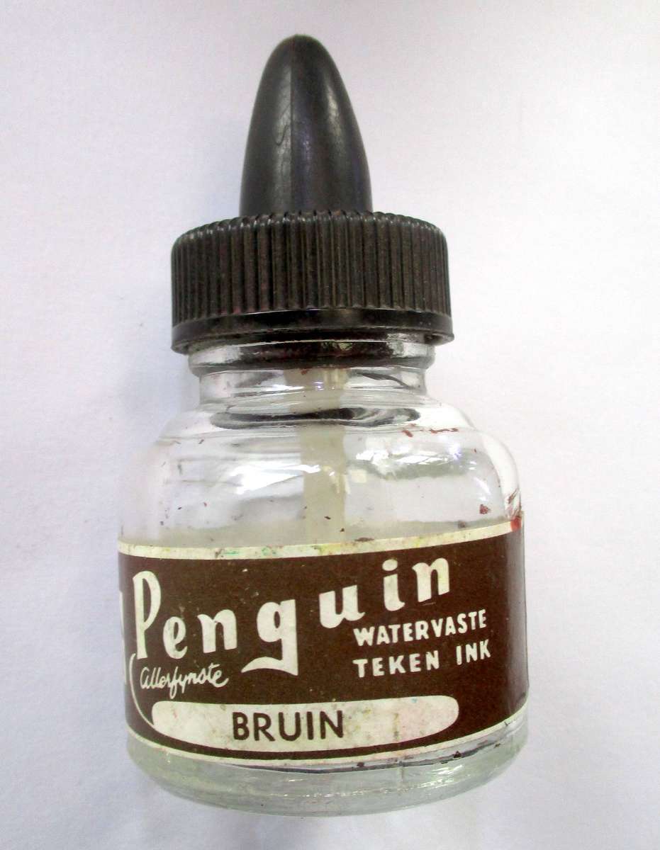 Vintage Penguin Drawing Ink bottle - brown