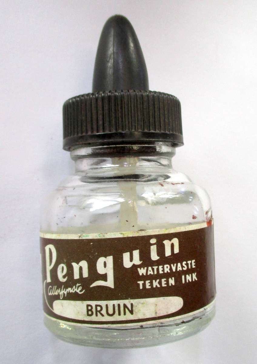 Vintage Penguin Drawing Ink bottle - brown
