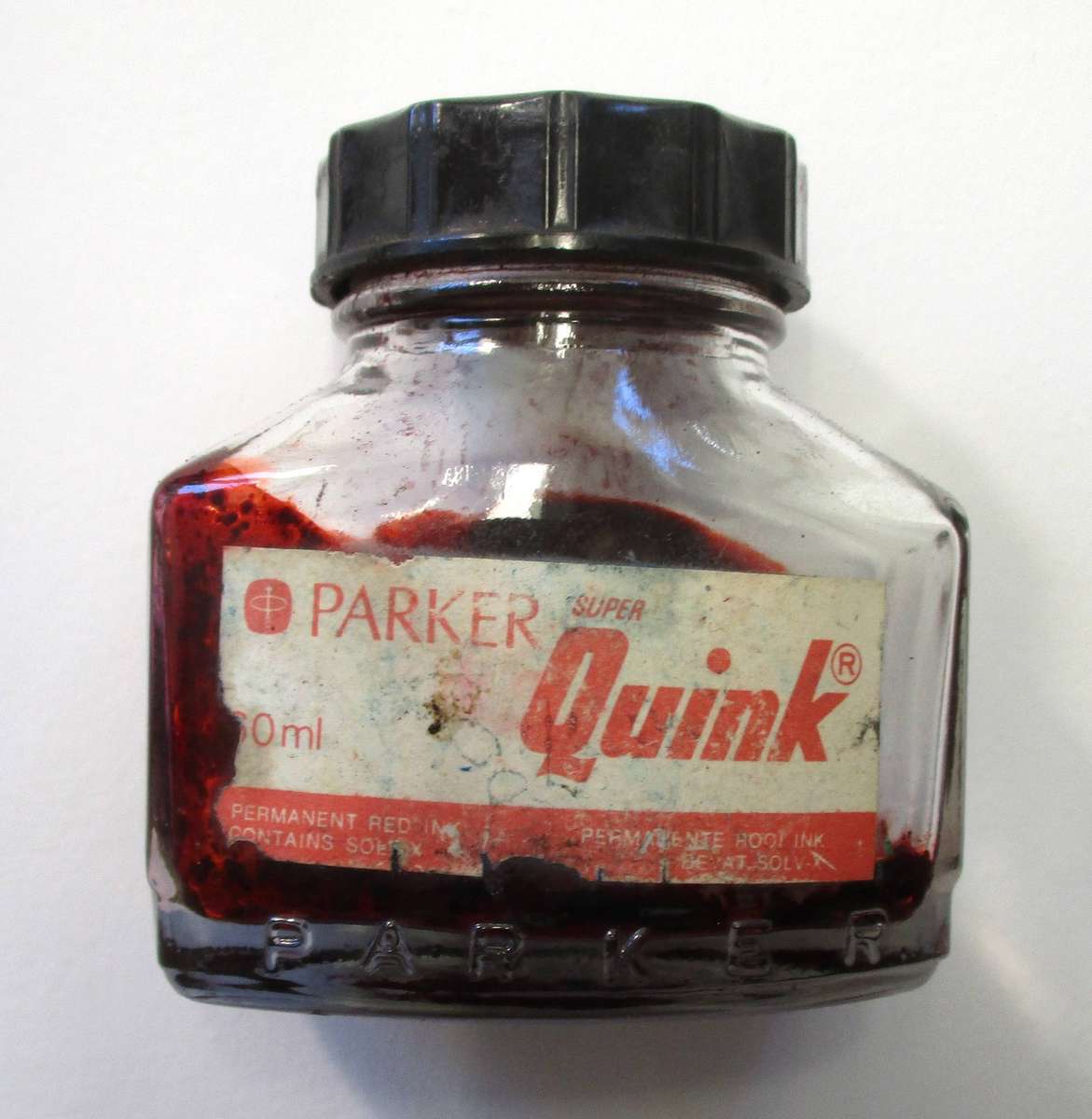 Empty Parker Quink (Red) Ink Bottle