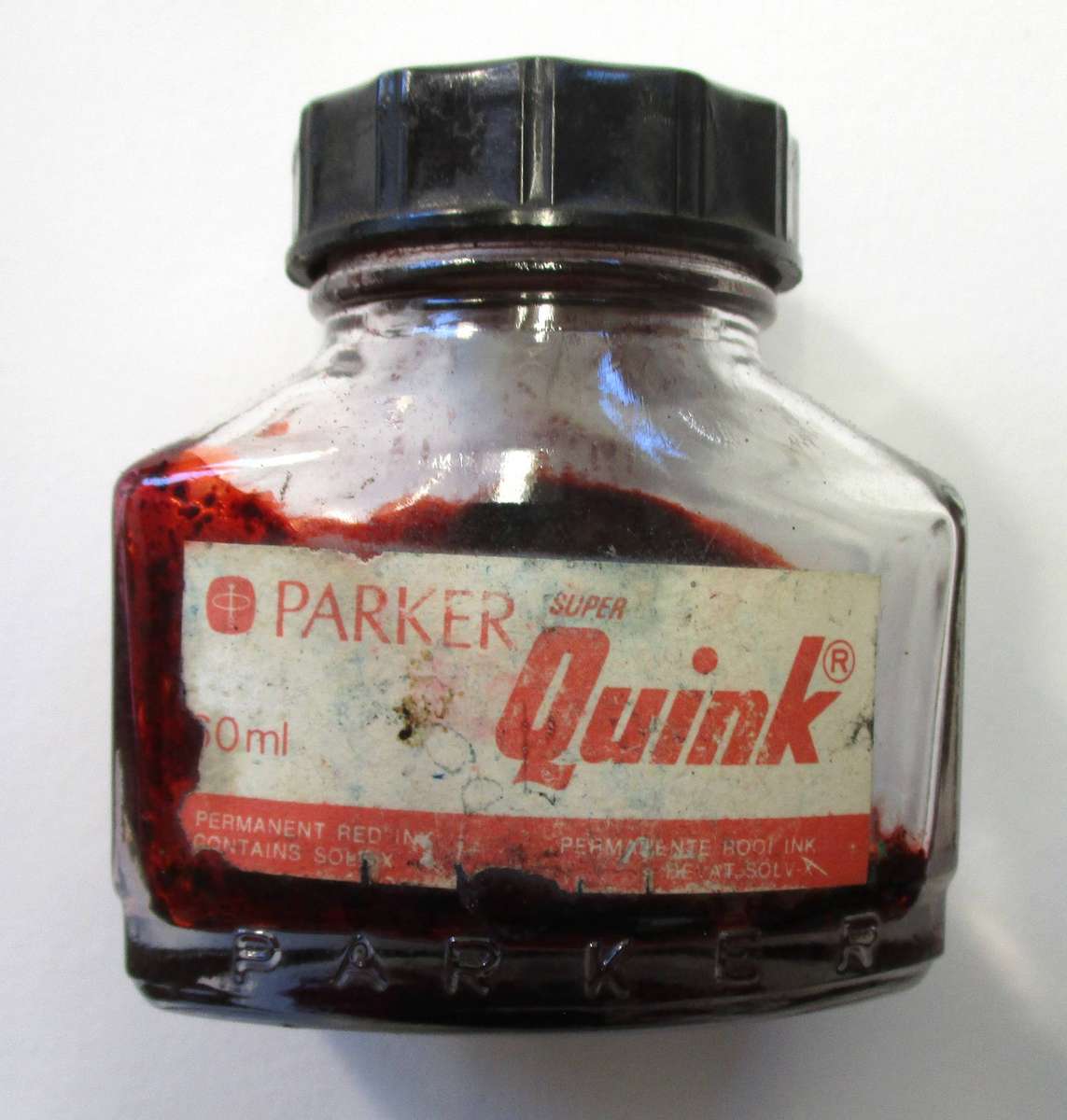 Empty Parker Quink (Red) Ink Bottle
