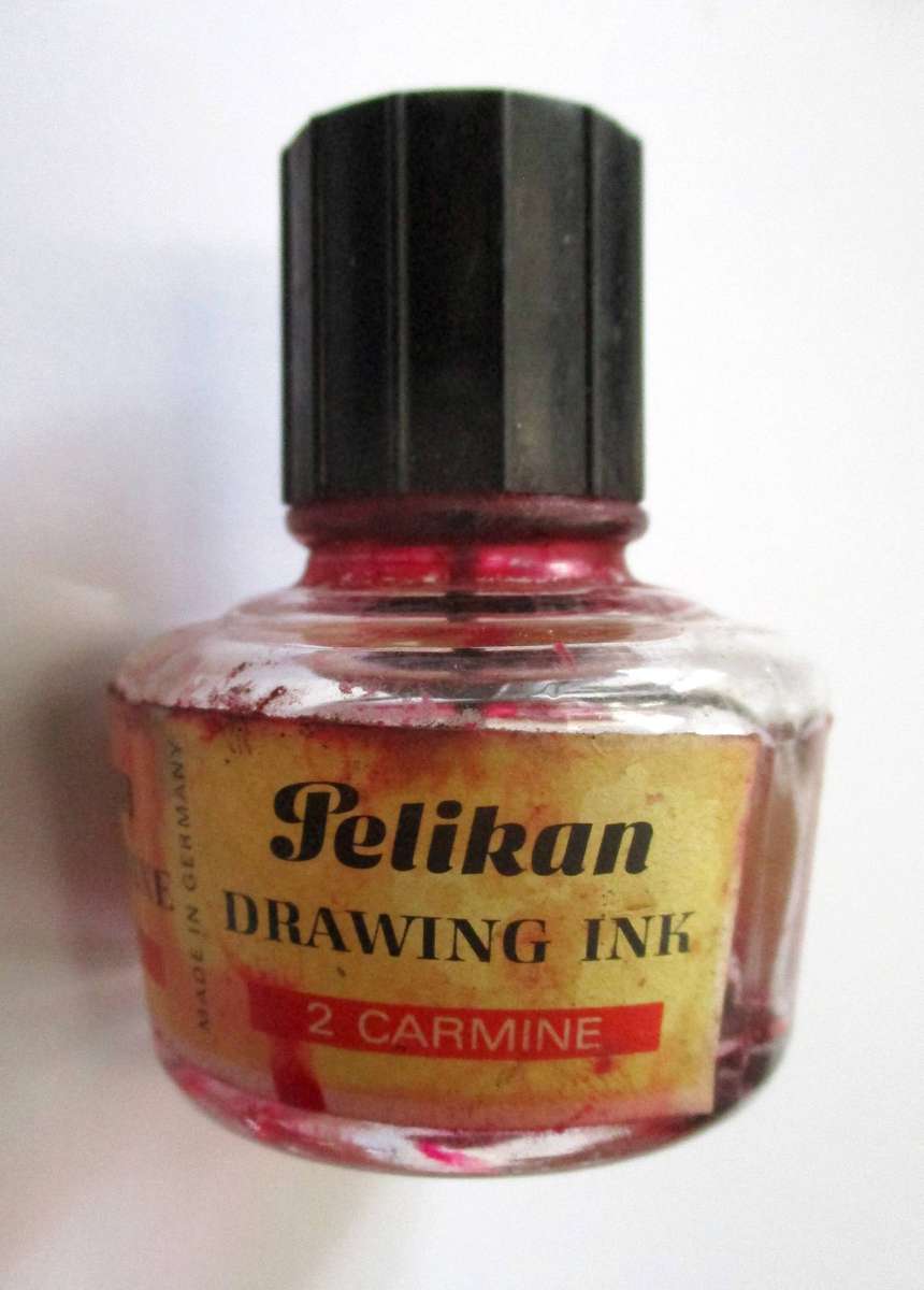 Vintage Pelikan Drawing Ink Bottle - Carmine