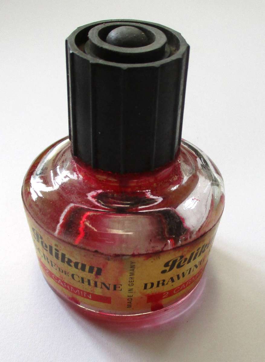 Vintage Pelikan Drawing Ink Bottle - Carmine