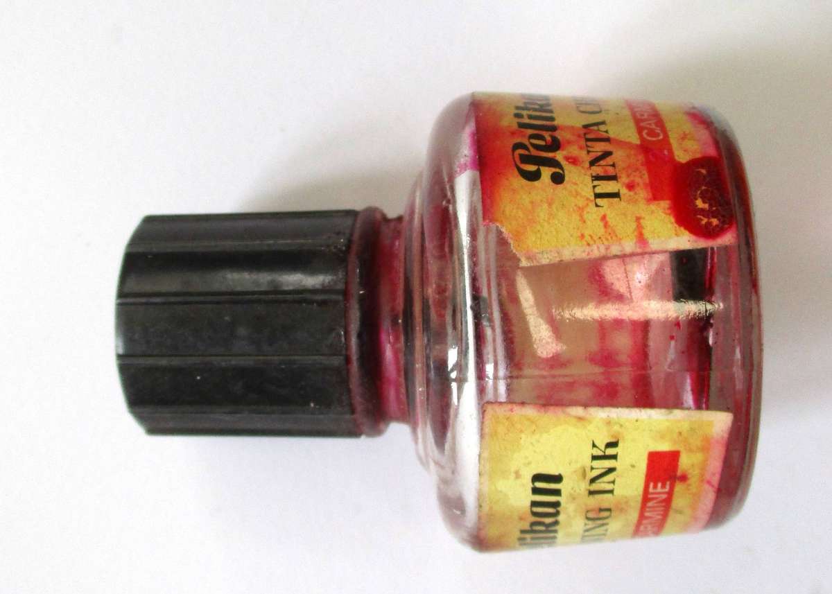 Vintage Pelikan Drawing Ink Bottle - Carmine