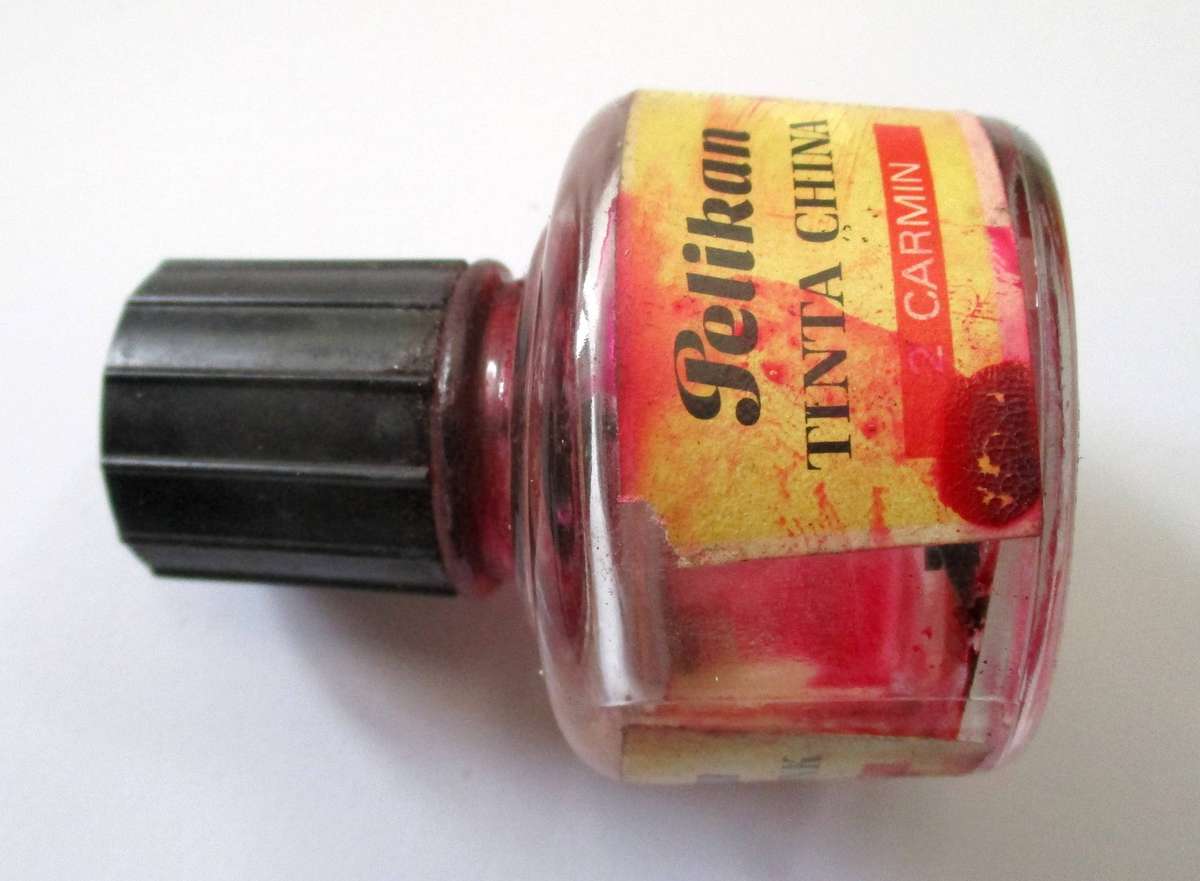 Vintage Pelikan Drawing Ink Bottle - Carmine