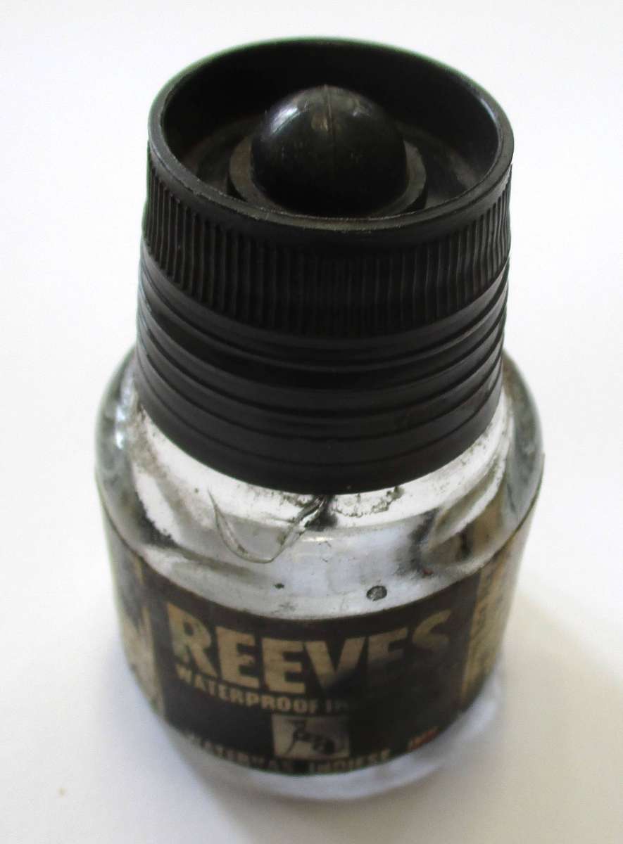 Vintage Reeves Indian Ink Bottle - Black waterproof ink for pen