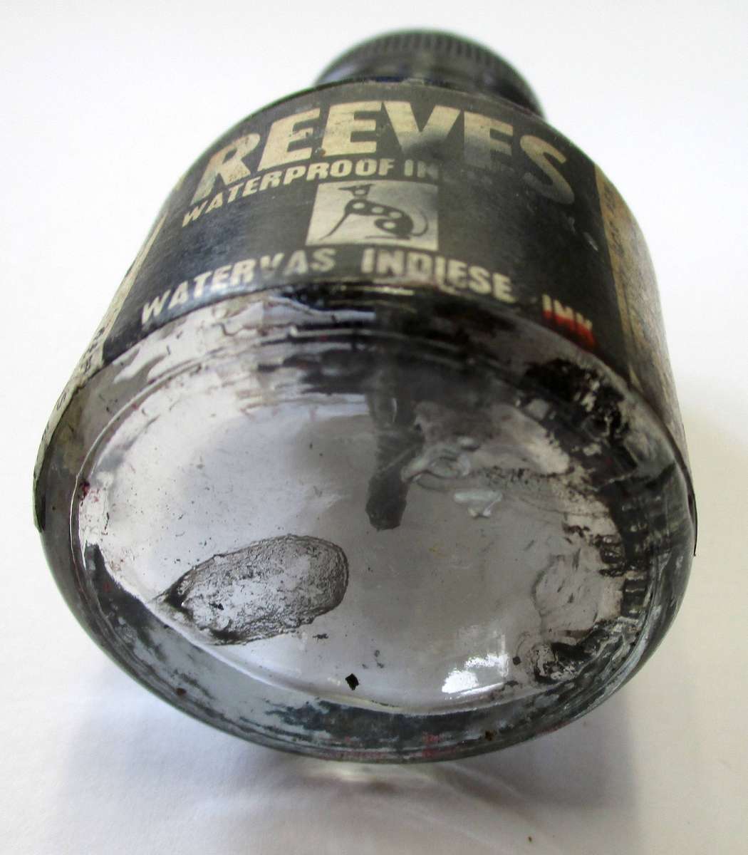 Vintage Reeves Indian Ink Bottle - Black waterproof ink for pen