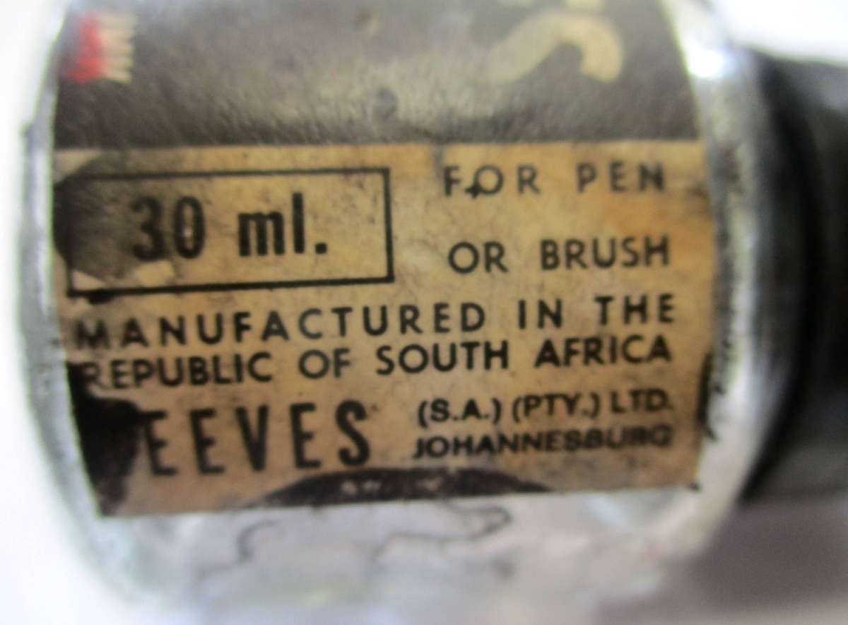 Vintage Reeves Indian Ink Bottle - Black waterproof ink for pen
