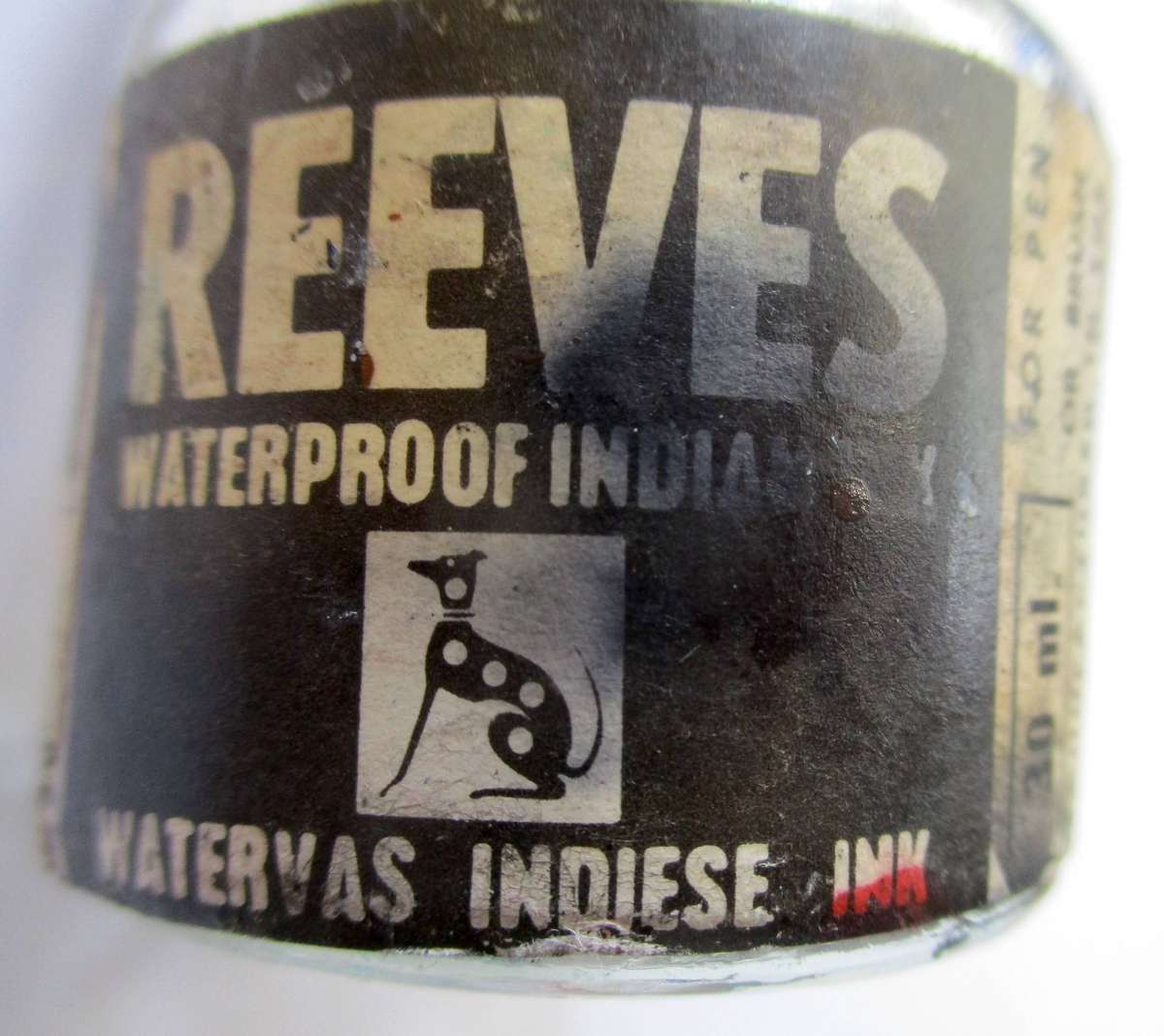 Vintage Reeves Indian Ink Bottle - Black waterproof ink for pen