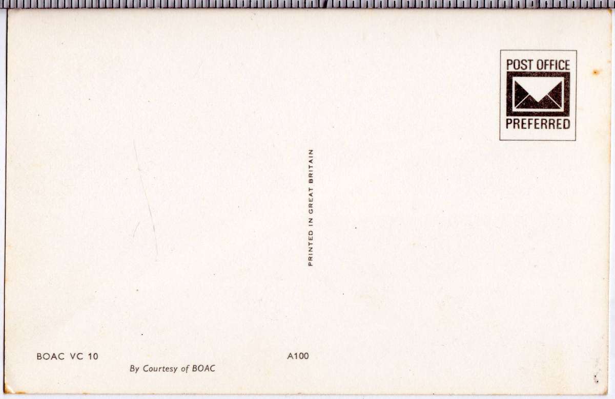 Vintage Post Card - B.O.A.C. VC 10  - Aeroplane / Airliner