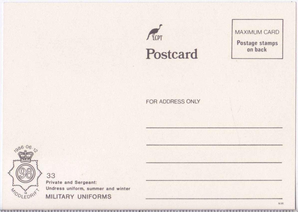 Post card / Maxi card - Military Uniforms - 1986 #3