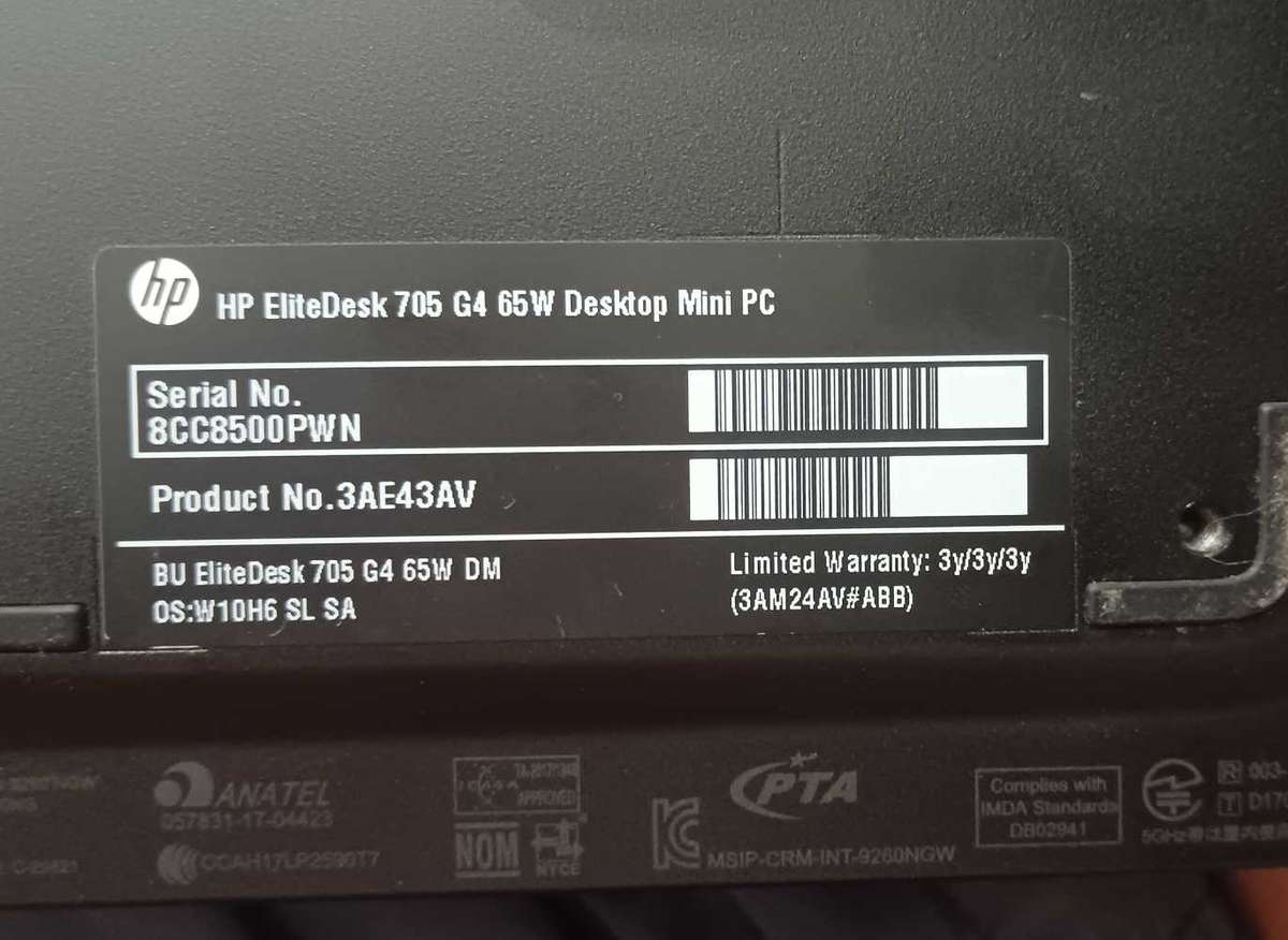 HP EliteDesk 705 G4 65w Mini Pc