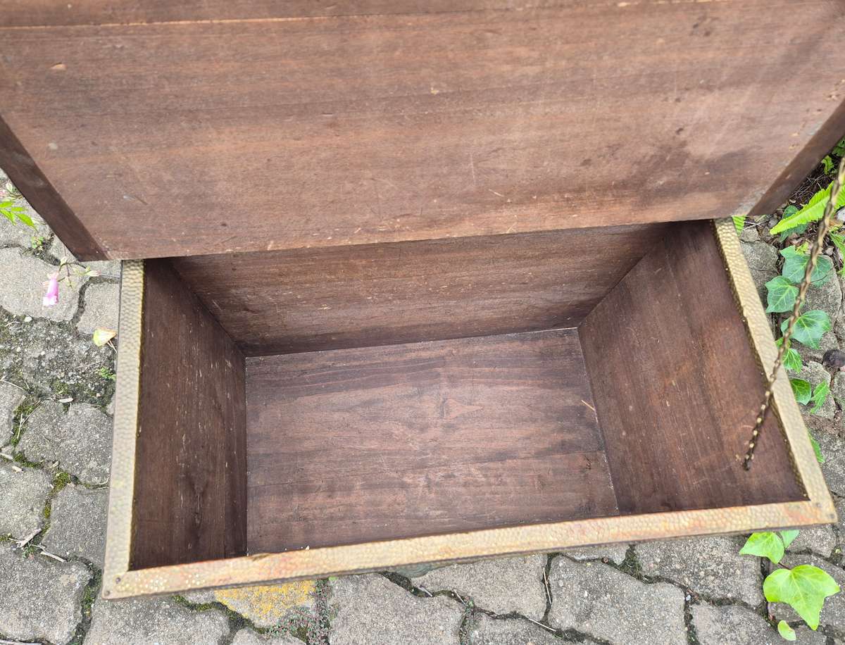 Vintage Antique Brass Overlaid Coal Box