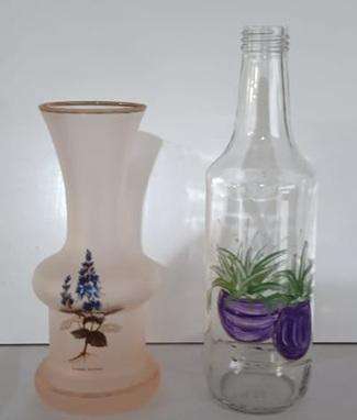 Vase and painted glass bottle