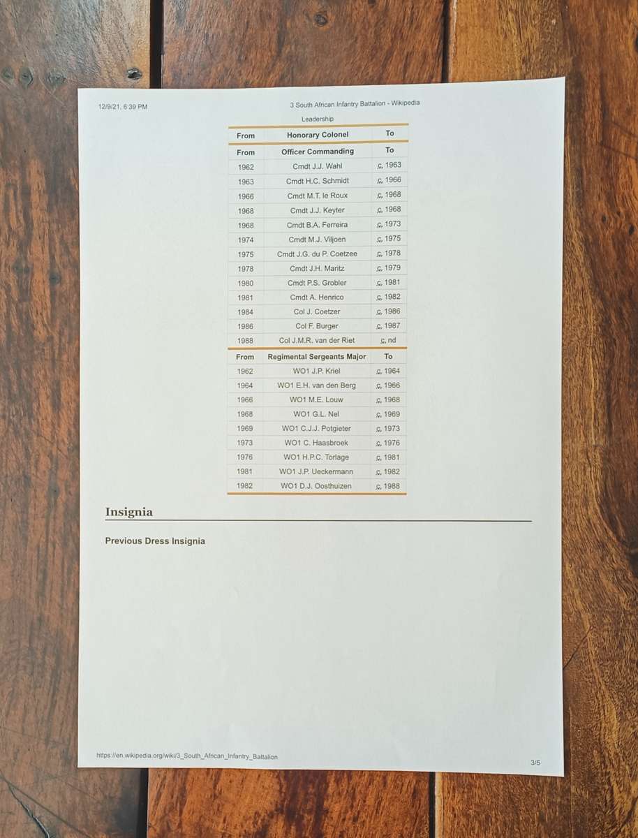 SADF - 3 SAI LOT - BORDER WAR PERIOD
