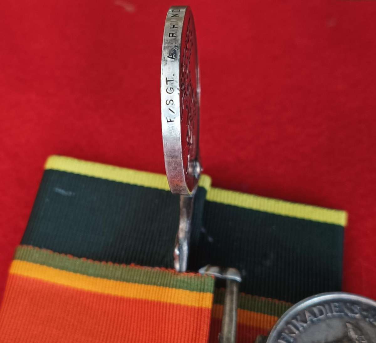 WW2 GROUP - F/SGT A. RHIND - S.A.A.F + EFFICIENCY MEDAL - FULL SIZE