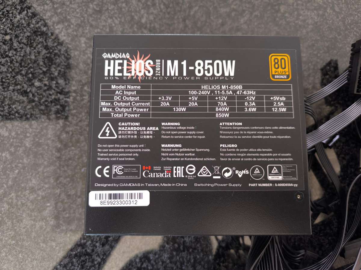 850W Power Supply - Gamdias HELIOS M1 850B