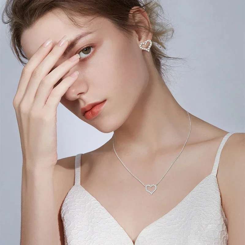 925 Silver CZ Heart Earrings