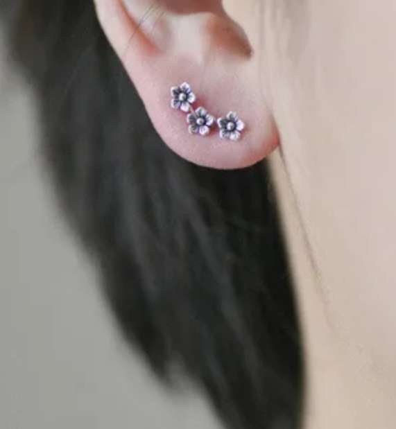 925 Silver CZ Star & Flower Earrings (2)
