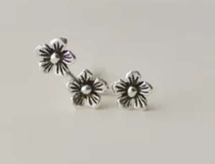 925 Silver CZ Star & Flower Earrings (2)