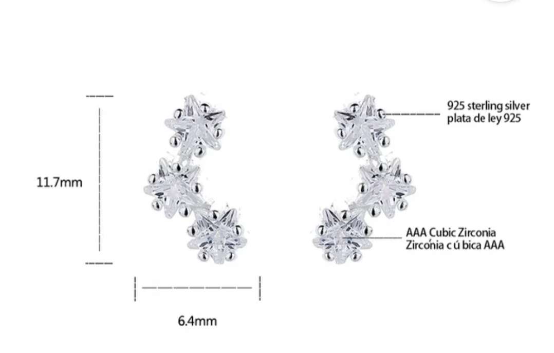 925 Silver CZ Star & Flower Earrings (2)