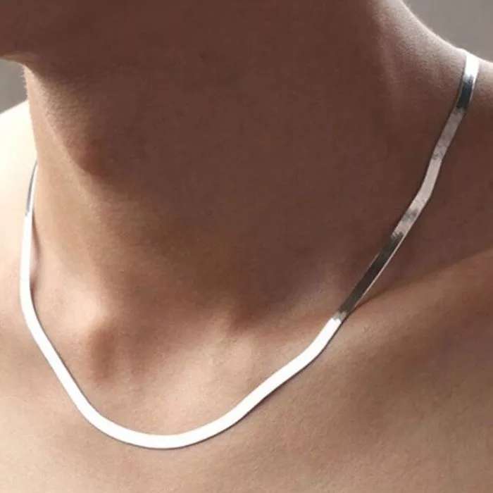 925 Silver Flat Snake Chain Necklace