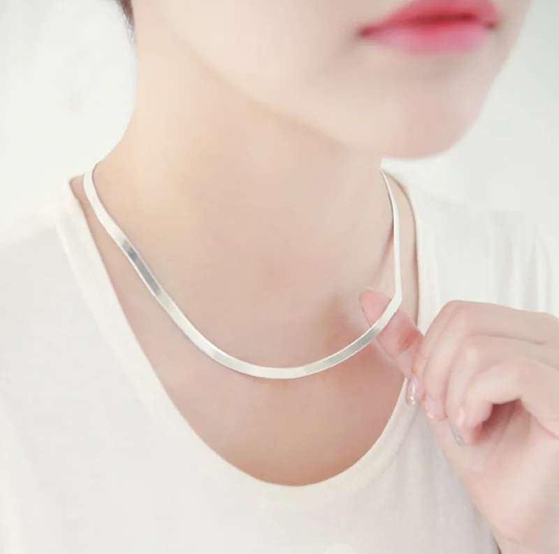 925 Silver Flat Snake Chain Necklace