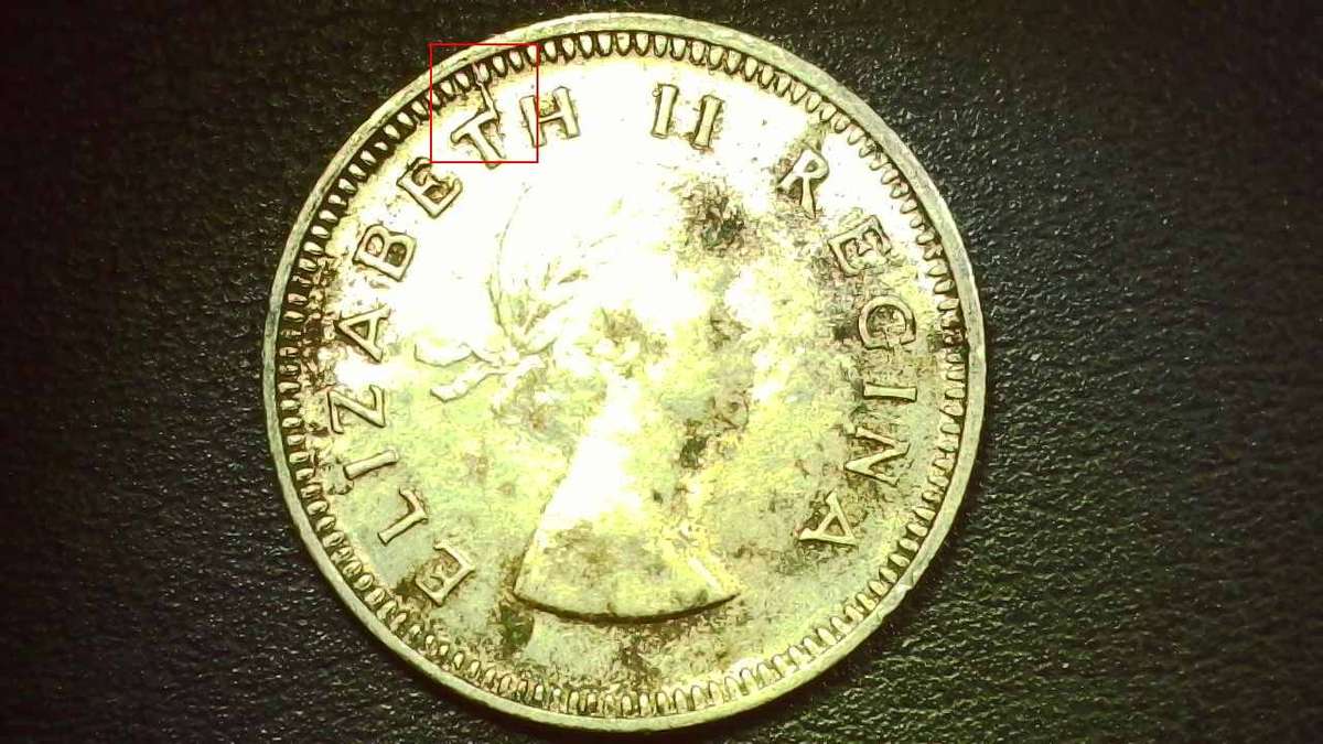1957 South-African Union 3d (Tickey)  - Obverse Die Crack Error - 0044