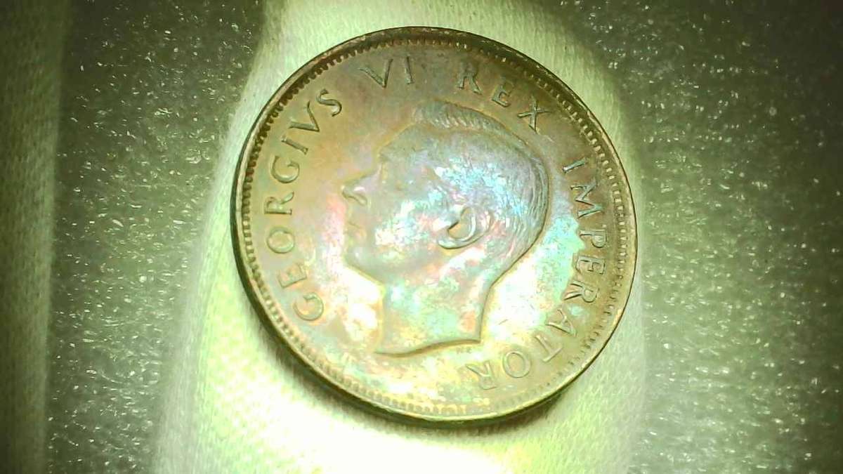1942 SAU 1/2 Penny - High Grade Coin with beautiful Toning - Hern's Value R210 - 0050