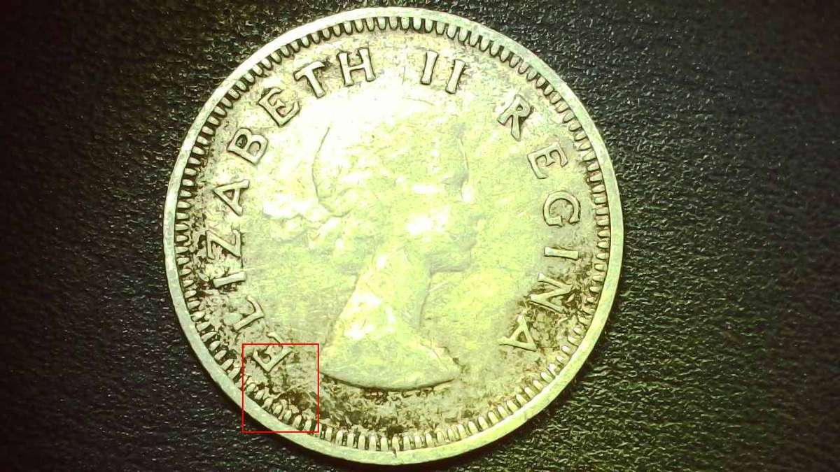 1955 South-African Union 3d (Obverse Die Crack ERROR) - 0102