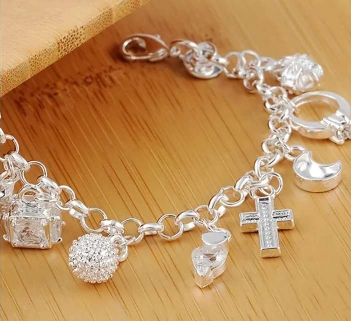925 Sterling Silver Filled Charm Bracelet