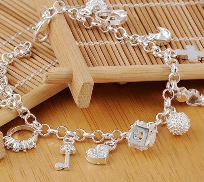 925 Sterling Silver Filled Charm Bracelet