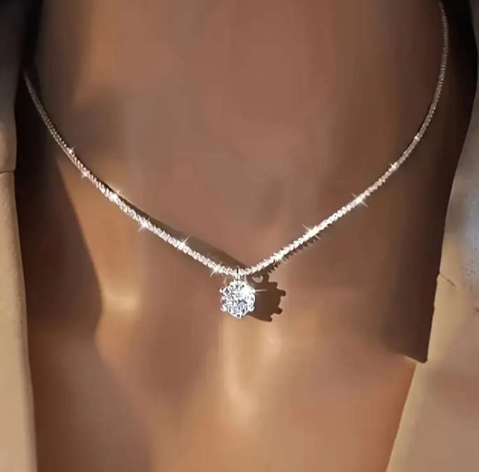 S925 Sterling Silver Filled Sparkling CZ Necklace