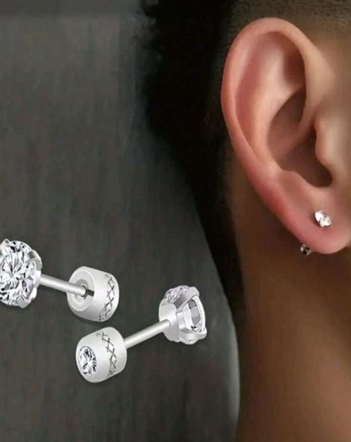 Stainless Steel Dual Sided CZ Stud Earringss