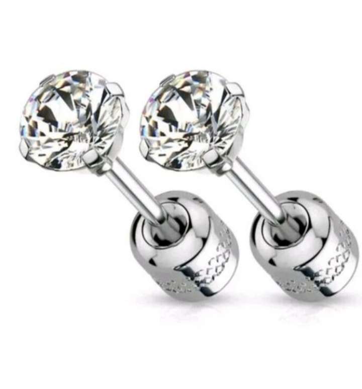 Stainless Steel Dual Sided CZ Stud Earringss
