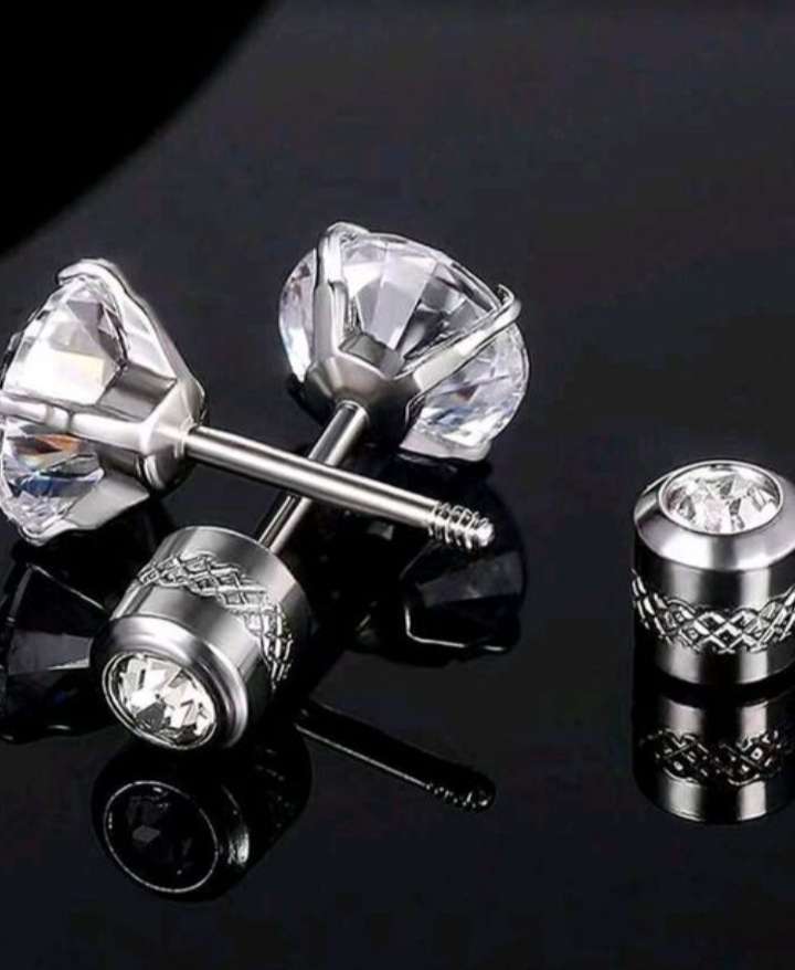 Stainless Steel Dual Sided CZ Stud Earringss