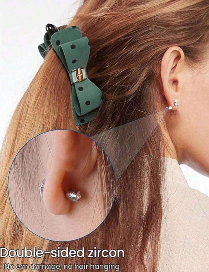 Stainless Steel Dual Sided CZ Stud Earrings | Gold