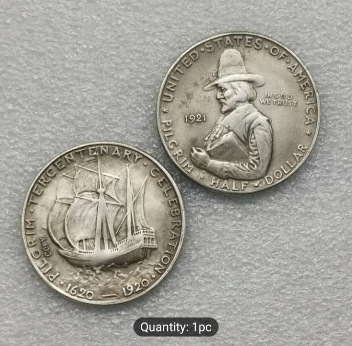 Pilgrim Tercentenary 1620-1920 USA Replica Commemorative Coin - 300 yrs