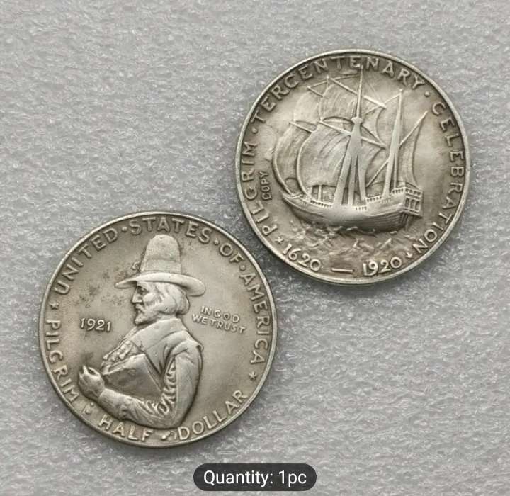 Pilgrim Tercentenary 1620-1920 USA Replica Commemorative Coin - 300 yrs