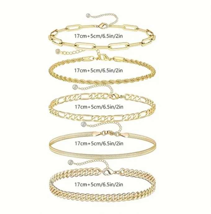 5 Piece Golden Bracelet Set