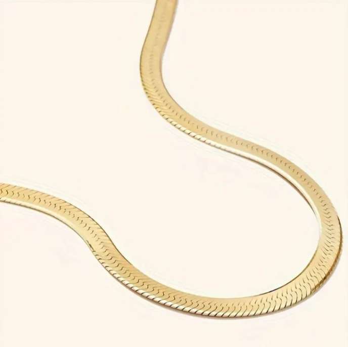 Gold Plated Double Layered Stainless Steel Herringbone Necklace