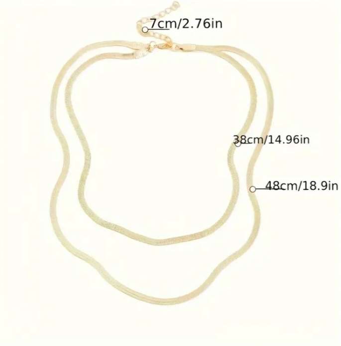 Gold Plated Double Layered Stainless Steel Herringbone Necklace