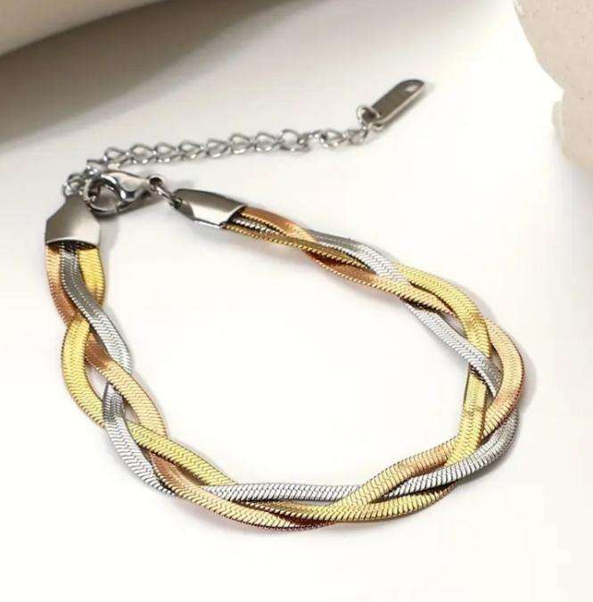 Stainless Steel Trio Necklace and Bracelet Set