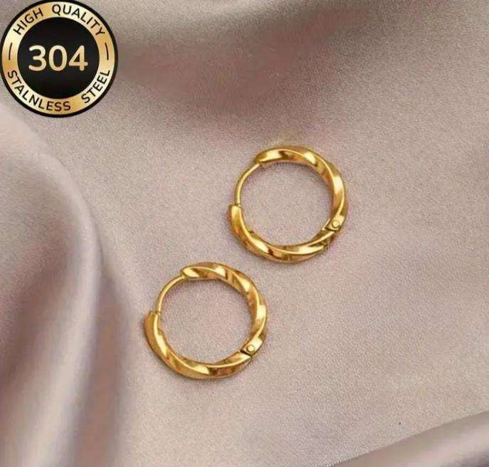 Stainless Steel Twist Hoop Earrings