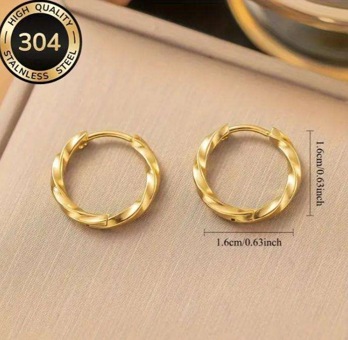 Stainless Steel Twist Hoop Earrings