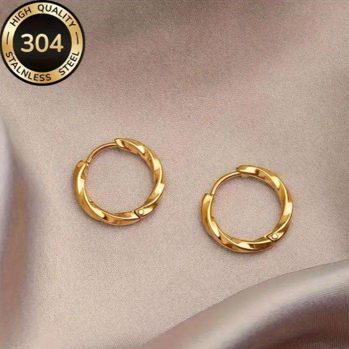 Stainless Steel Twist Hoop Earrings