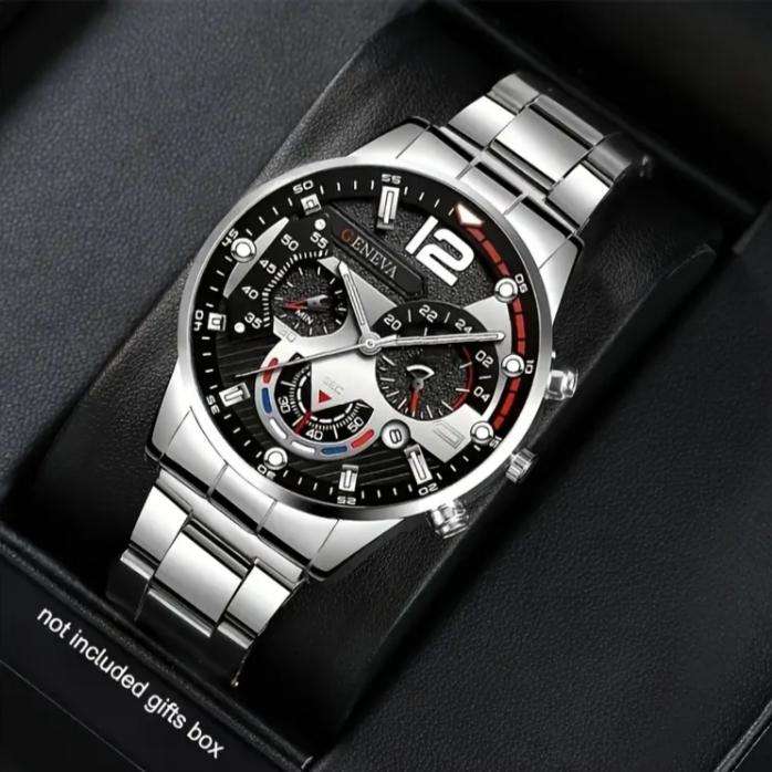 Mens Quartz Watch Set | 4 Piece Jewellery Set for Men